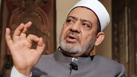 Getty Images Egyptian grand Imam of al-Azhar, Sheikh Ahmed el-Tayeb speaks during an interview with a journalist of the Agence France Presse (AFP) on June 9, 2015 in Florence