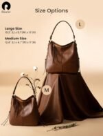 Realer Hobo Crossbody Bags for Women Designer Faux Leather Hobo Handbags Retro Large Size Shoulder Bag Bucket Purse - Image 7