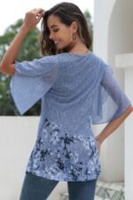 Ninedaily Women's Tops 3/4 Sleeve Blouses Dressy Casual Double Layers Mesh Tunic Shirts - Image 3