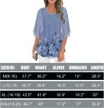 Ninedaily Women's Tops 3/4 Sleeve Blouses Dressy Casual Double Layers Mesh Tunic Shirts - Image 6