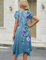 Zeagoo Womens Casual Dress for Summer Short Sleeve Loose Flowy Beach Dress with Pockets Hankerchief Flare Midi Sundress 2026 - Image 5
