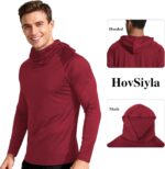 HovSiyla Mens Fishing Hoodie UV Sun Protection Shirts UPF Rash Guard Long Sleeve Shirts Hiking Performance Mesh Face Mask Top - Image 4
