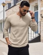 COOFANDY Men's Henley Shirts Long Sleeve Button T-Shirt Lightweight Fashion Casual Pullover Shirt - Image 4