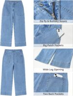 GRAPENT Capri Jeans for Women High Waisted Wide Leg Trendy Strechy Loose Straight Cropped Denim Jeans Pants with Pockets - Image 6