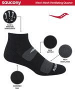 Saucony Men's Rundry Mesh Ventilating Comfort Fit Performance Quarter Socks (6, 12 Pairs) - Image 4