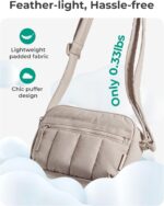 BAGSMART Cross Body Purse, Mini Crossbody Bags for Women Travel Purse, Puffy Shoulder Handbag Wallet with RFID Blocking Slots, Light Gray-small - Image 3