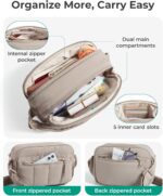 BAGSMART Cross Body Purse, Mini Crossbody Bags for Women Travel Purse, Puffy Shoulder Handbag Wallet with RFID Blocking Slots, Light Gray-small - Image 5