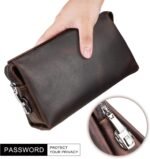 Leather Men Clutch Purse Bag, Mens Business Code Lock Wallet Anti Theft Clutch Purse Phone Holder Handbag Travel Bag - Image 6