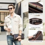 Leather Men Clutch Purse Bag, Mens Business Code Lock Wallet Anti Theft Clutch Purse Phone Holder Handbag Travel Bag - Image 9