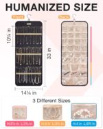 BAGSMART Hanging Jewelry Organizer Storage Roll with Hanger Metal Hooks Double-Sided Jewelry Holder for Earrings, Necklaces, Rings on Closet, Wall, Door, 1 piece, Large, Black - Image 5