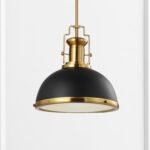 JONATHAN Y 13" Black/Brass Gold Modern Industrial Iron LED Dome Pendant Light, Adjustable Hanging Fixture for Kitchen Island or Entryway, Black Metal Shade, LED Bulb Included (JYL9536A) - Image 7
