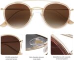SOJOS Retro Vintage Round Polarized Sunglasses for Women Men Double Bridge Circle Sunnies SJ1104 - Image 3