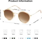 SOJOS Retro Vintage Round Polarized Sunglasses for Women Men Double Bridge Circle Sunnies SJ1104 - Image 4