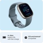 Fitbit Versa 4 Fitness Smartwatch with Daily Readiness - 3-Month Google Health Premium Membership Included - GPS, 24/7 Heart Rate, 40+ Exercise Modes, Sleep Tracking - Waterfall Blue/Platinum, - Image 6
