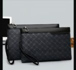 Men's Business Commuter Clutch Bag - Large Capacity PU Leather Handbag with Plaid Pattern - Image 3