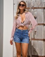 GRAPENT Jean Shorts Womens High Waisted Trendy Cuffed Hem Ripped Stretchy Casual 2026 Denim Jorts Summer Shorts - Image 6