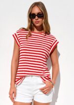 PRETTYGARDEN Women's 2026 Spring Vest Tops Cap Sleeve Striped Shirt Knit Tank Top Summer Beach Vacation Clothes - Image 3