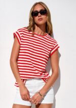 PRETTYGARDEN Women's 2026 Spring Vest Tops Cap Sleeve Striped Shirt Knit Tank Top Summer Beach Vacation Clothes - Image 6
