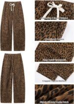 GRAPENT Barrel Jeans for Women Trendy High Waisted Pull On Wide Leg Cropped Leopard Cheetah Print Stretchy Denim Pants - Image 6