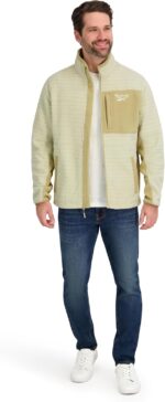 Reebok Men's Mock Neck Zip-up Grid Polar Fleece Shell Jacket - Image 4