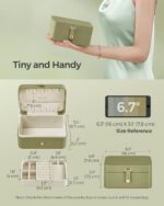 SONGMICS GISELLA Collection - Travel Jewelry Organizer, 2-Layer Jewelry Case Holder with Shiny Metal Hardware, Portable, Premium Velvet, for Earrings Necklaces, Sage Green UJBC166C02 - Image 3