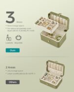 SONGMICS GISELLA Collection - Travel Jewelry Organizer, 2-Layer Jewelry Case Holder with Shiny Metal Hardware, Portable, Premium Velvet, for Earrings Necklaces, Sage Green UJBC166C02 - Image 4