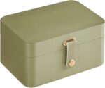 SONGMICS GISELLA Collection - Travel Jewelry Organizer, 2-Layer Jewelry Case Holder with Shiny Metal Hardware, Portable, Premium Velvet, for Earrings Necklaces, Sage Green UJBC166C02 - Image 6