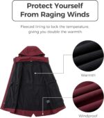 wantdo Women's Softshell Rain Jacket Lightweight Waterproof Fleece Lined Windbreaker Jacket with Hood - Image 3