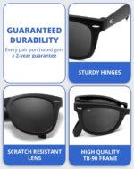 Foldies Classic Folding Sunglasses Polarized, UV400, UVA, UVB Protection for Men Women, Folding Sunglasses Leather Case - Image 3