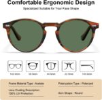 CARFIA Acetate Polarized Sunglasses for Men Retro Classic Round Shades - Image 5