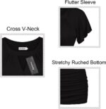 Ninedaily Women Dressy Tunic Tops Crossover V Neck Raglan Sleeve Ruched Blouse - Image 4