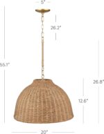 Nathan James Augustine Modern Farmhouse Rattan Pendant Light, Rattan Chandelier Pendant Lamp Shade for Kitchen or Living Room - Image 5