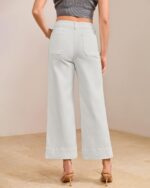GRAPENT Wide Leg Jeans for Women Cropped Trendy High Waisted Welt Pocket Stretchy Denim Pants Distressed Trouser Jeans - Image 3