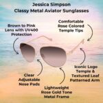 Jessica Simpson Women's Classic, Elegant, and Metal Aviator Pilot Sunglasses UV400 Protection - Image 5