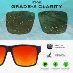 TOROE Range Polarized Classic Square Sunglasses - Ultralight Durable TR90 Frame with Hydrophobic Mirrored Lenses - Image 3