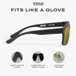TOROE TR90 Square Frame Grade A Polarized Black Emblem Sunglasses with Anti Reflective Water Repellent Polycarbonate Lenses (Matte Black Frame, Gold Mirror (Category 3)) - Image 5