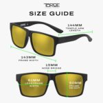 TOROE TR90 Square Frame Grade A Polarized Black Emblem Sunglasses with Anti Reflective Water Repellent Polycarbonate Lenses (Matte Black Frame, Gold Mirror (Category 3)) - Image 6