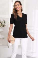 Ninedaily Women's Tops Short Sleeve Sweater Knit T-Shirts Dressy Casual Blouses - Image 3