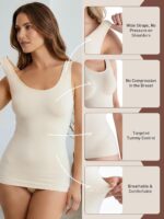 ATTLADY Womens Tummy Control Shapewear Tank Cami, 2 Pack Body Shaper Camisole, Compression Tank Top for Daily Wear & Layering - Image 3