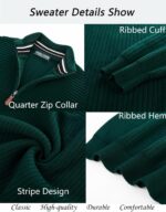 PJ PAUL JONES Mens Quarter Zip Sweater Long Sleeve Casual Pullover Knitted Textured Dress Sweaters - Image 4