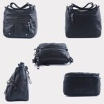 ELDA 10 Pockets Crossbody Purse for Women Medium Pocketbooks Ladies Soft PU Leather Shoulder Bag Ladies Top Handle Satchel - Image 3