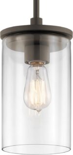 Kichler Crosby Mini Pendant Light Fixture, 1-Light Contemporary Kitchen Pendant with Clear Glass in Olde Bronze for Kitchen Island or Sink, (10.75" x 6"), 43996OZ - Image 4