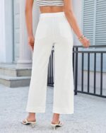 GRAPENT Wide Leg Jeans for Women Cropped High Waisted Trendy Patch Pocket Baggy Loose Straight Leg Stretchy Denim Pants - Image 3
