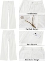 GRAPENT Wide Leg Jeans for Women Cropped High Waisted Trendy Patch Pocket Baggy Loose Straight Leg Stretchy Denim Pants - Image 8