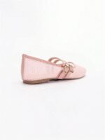 Milumia Women's Fishnet Mesh Ballet Flats Comfortable Dressy Closed Toe Ballerina Shoes with Buckle Strap - Image 4