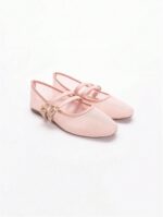 Milumia Women's Fishnet Mesh Ballet Flats Comfortable Dressy Closed Toe Ballerina Shoes with Buckle Strap - Image 5