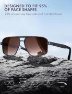LUENX Aviator Polarized Sunglasses for Men Women Square Polygon Shades – UV400 Protection, Anti-Glare for Driving Fishing - Image 4