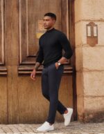 PJ PAUL JONES Mens Mock Turtleneck Sweater Long Sleeve Casual Pullover Sweater Slim Fit Basic Knit Tee - Image 4