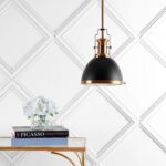 JONATHAN Y 10" Black/Brass Gold Modern Industrial Iron LED Dome Pendant Light, Adjustable Hanging Fixture for Kitchen Island or Entryway, Black Metal Shade, LED Bulb Included JYL9535A - Image 6