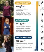 Merino.tech Merino Wool Base Layer Women Set - Heavyweight, Lite, Midweight Merino Thermal Underwear For Women Top, Bottom - Image 3